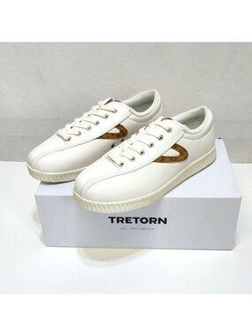 Tretorn Nylite Plus Leather Low Top Sneakers White/Leopard Womens Size 8M NIB